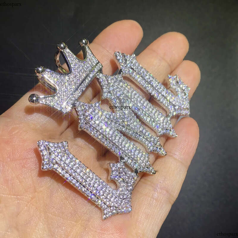 DIY Custom A-Z Burr Letters Name Pendant Necklace TopBling 5A Zircon Crown Clasp Jewelry