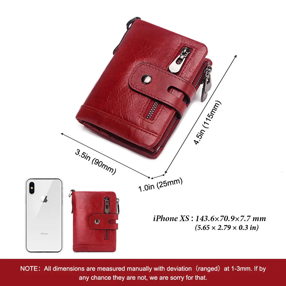 Fashion Women Wallet Genuine Leather Female Clutch Wallets Hasp Double Zipper Short Coin Pocket ID Card Holder Purse 251023