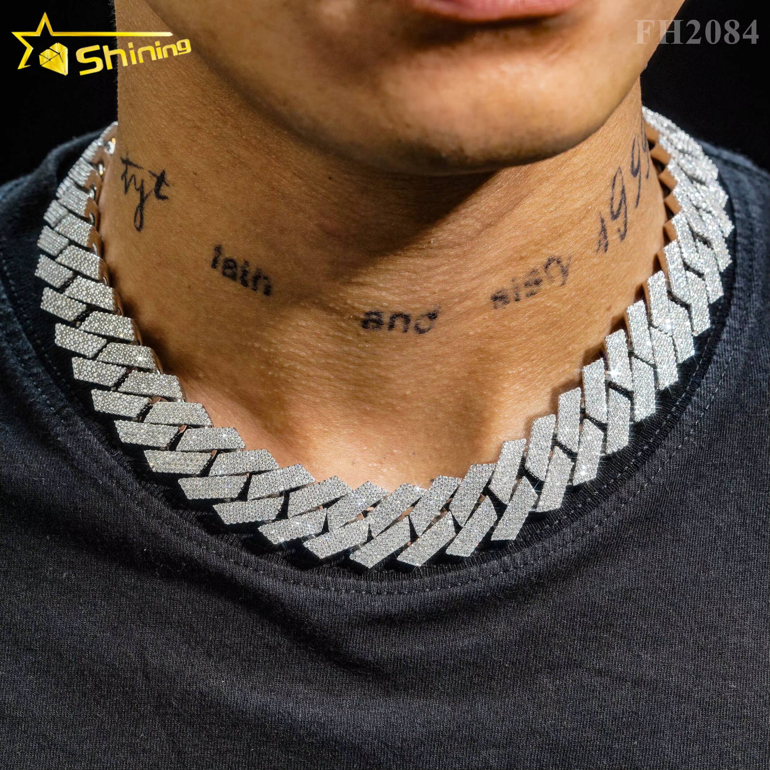 Big Size 20mm Wholesale Price Hiphop Jewelry Iced Out 925 Sterling Silver Moissanite Diamond Cuban Link Chain