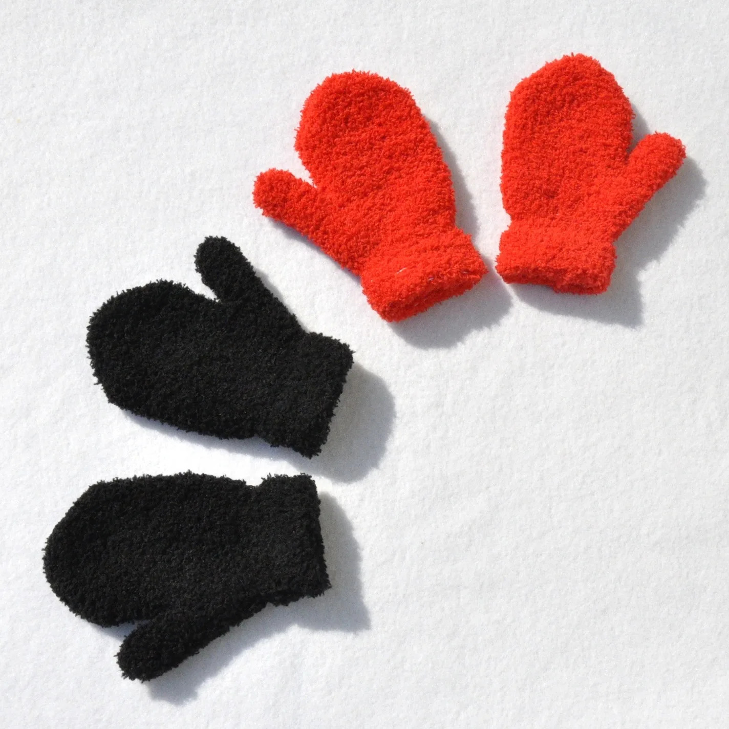 Baby Short Gloves Winter Coral Fleece Children Solid Knitted Plush Furry Full Finger Mittens Autumn Hand Warmer 14 Years Old 251021