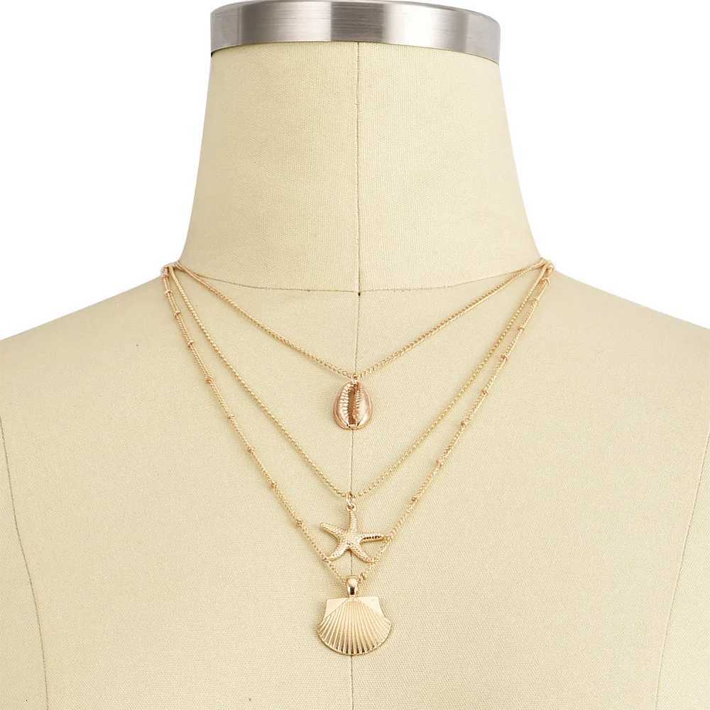 Vintage Starfish Multi-layer Necklaces Pendants for Women Girl Gold Color Beach Style Choker Long Necklace 2019 Boho Jewelry XJ250717
