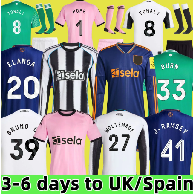 2025 2026 Soccer Jerseys NUFC Newcast UnITeDS 25 26 Football Shirts Kids Kits designer t shirt RITCHIE RONDON Football Baby Kids Child ISAK JOELINTON Barnes