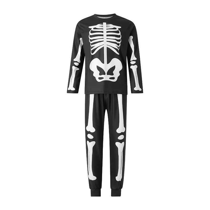 Family Matching Outfits Halloween Skeleton Print Long Sleeve Hooded Romper Jumpsuits Fall Winter Dad Mom Kids Baby Clothes L251021KTII