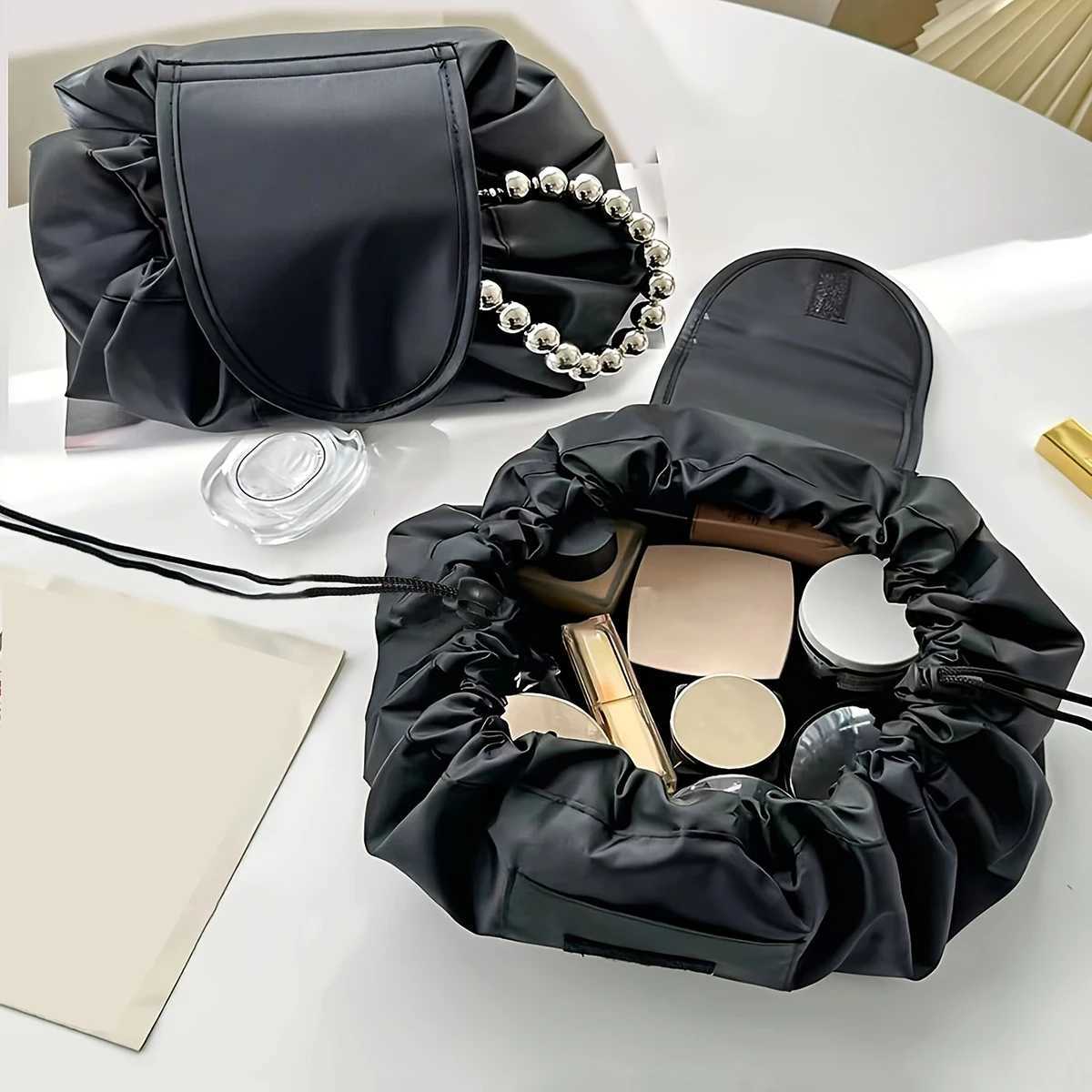 Women Drawstring Cosmetic Bag Travel Storage Makeup Bag Organizer Female Make Up Pouch Portable Waterproof Toiletry Beauty CaseW251021