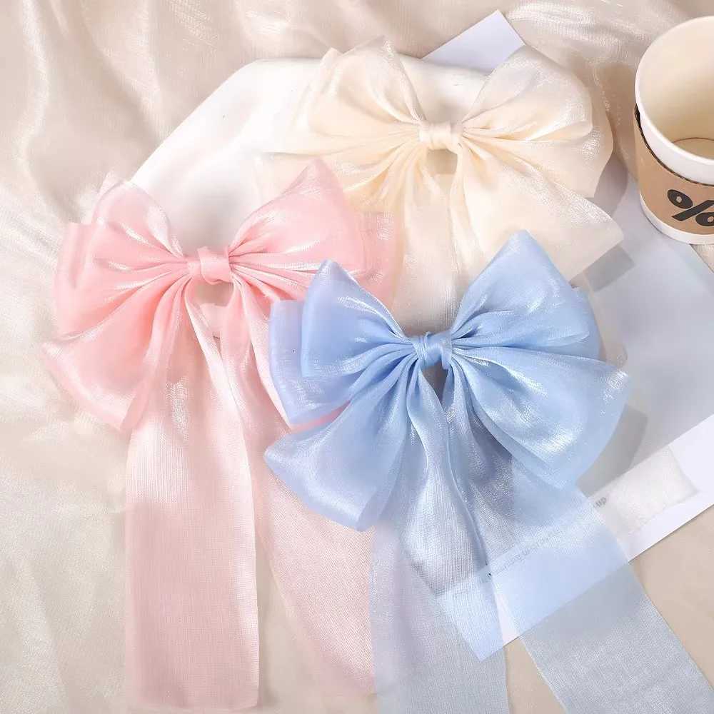 1PCS Girls Blue Pink Big Bow Ribbon Hair Clip Elegant Simple Spring Summer Hair Clip Pins Retro Headband Clips Hair AccessoriesW254021