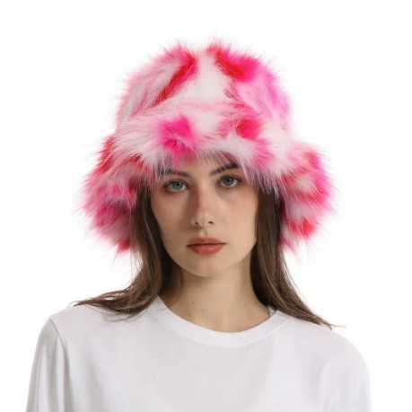 Plush Fisherman Hat for Women Winter Imitation Fox Fur Colorful Fashionable Warm Faux Fur Hat H251020