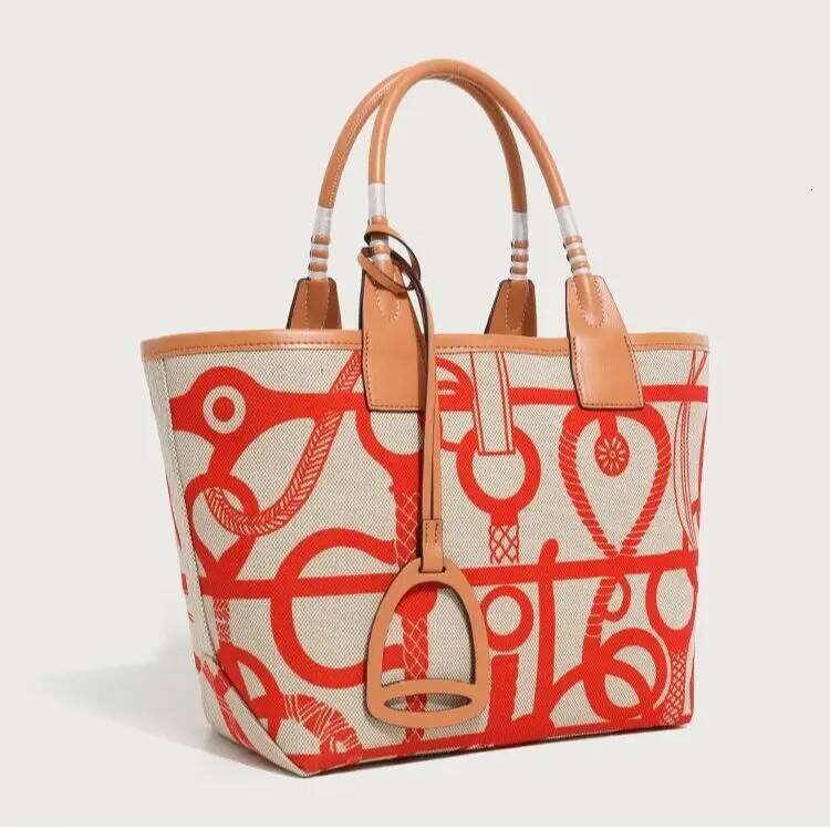 Canvas Printed Tote Fashion Garden Print Shoulder Textured Single-Strap Bag Women's Handmade Soft Large Capacity Handbag 251021