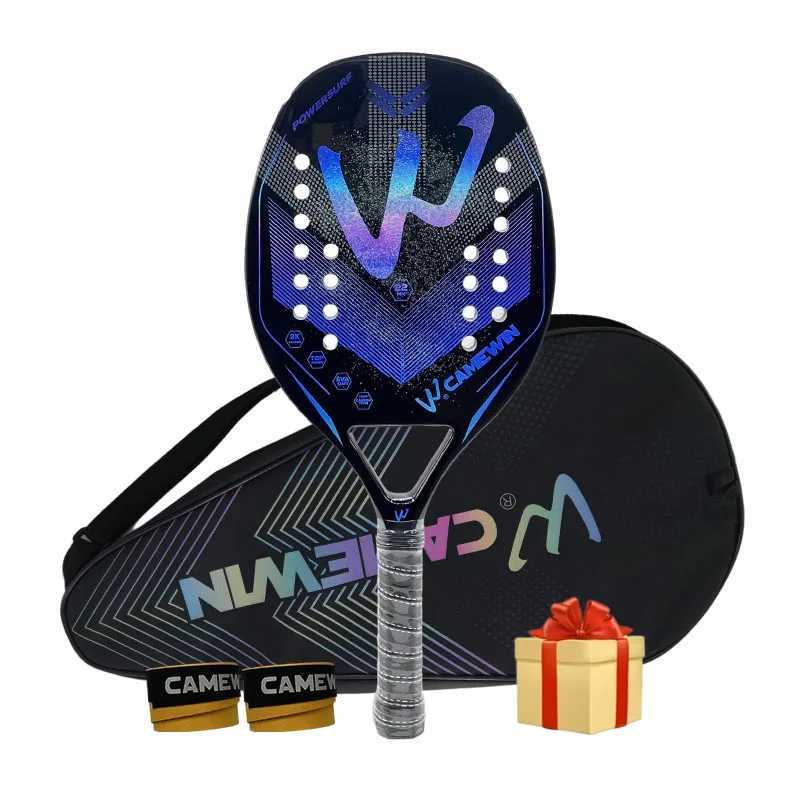 New 3K Camewin Holographic Beach Tennis Racket Full Carbon Fiber Frame Feminino Masculina Kit Rude Surface Treatment 2023 Hot W251021