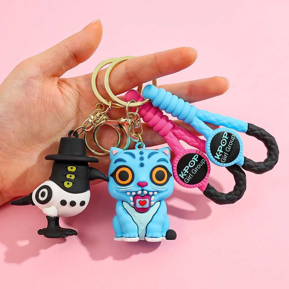 KPOP Demon Hunters Keychain Tiger Character PVC Figure Keychain Cute Harajuku Style Key Ring for Kids Fans Halloween J251121