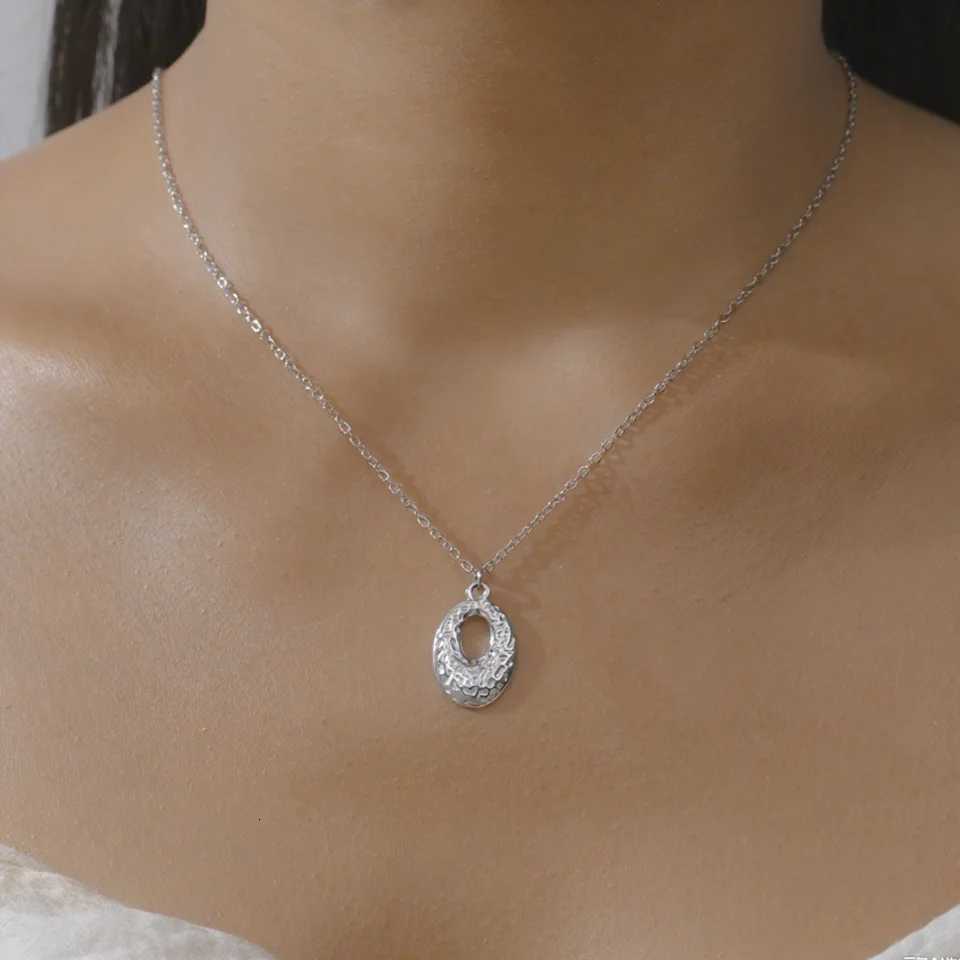 Skyrim Irregular Oval Pendant Necklace Women Girls Stainless Steel Gold Color Neck Chain Minimalist Trendy Geometric Jewelry XJ250717