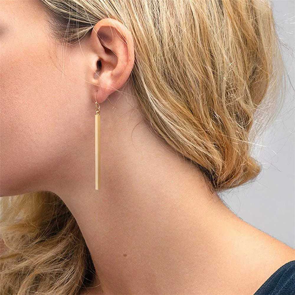Korean Womens Long Earring Female Gold Color Stainless Steel Geometry Charm Pendent Dangle Drop Earrings For Women Jewelry 2025 J251021