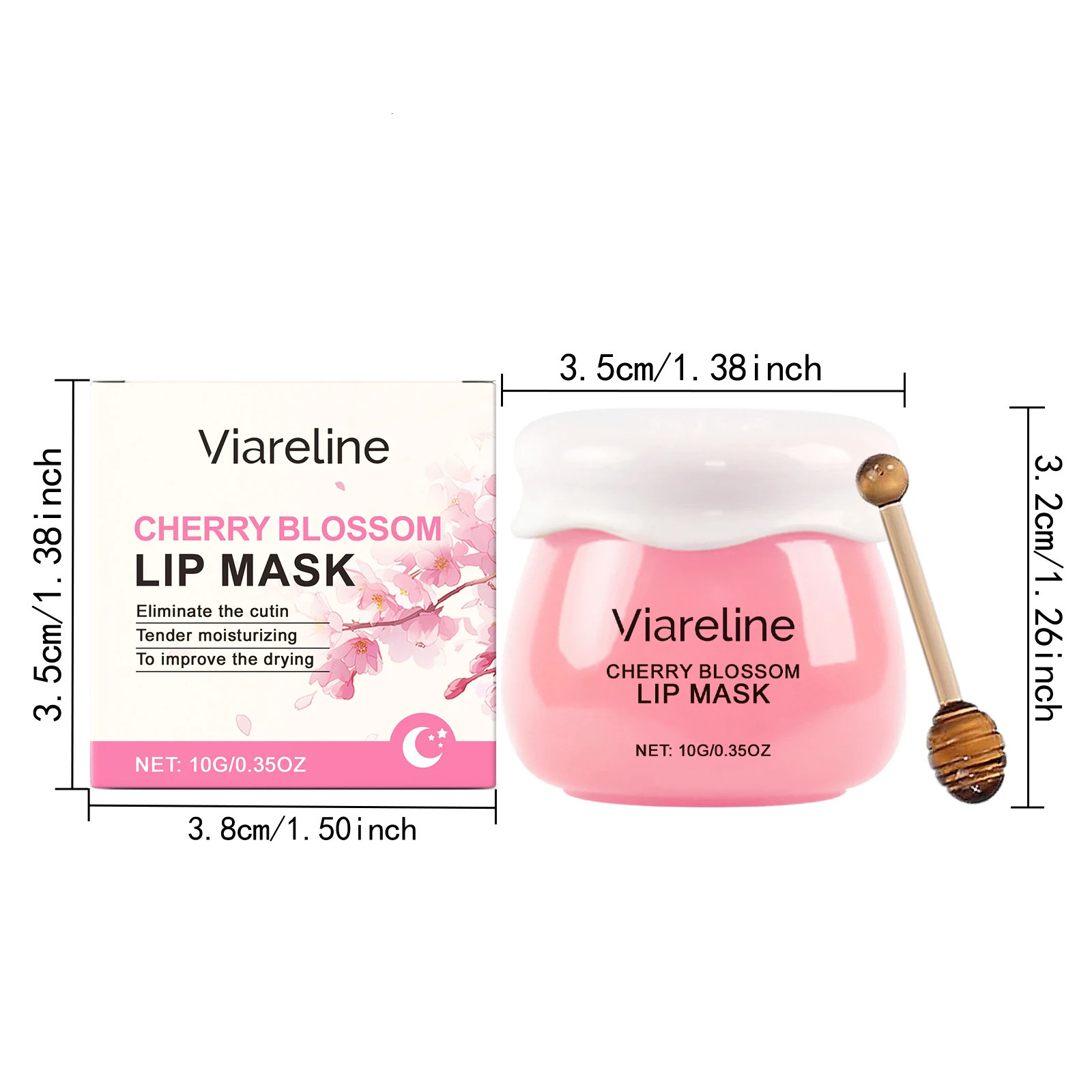 Viareline 10g Cherry Blossom Lip Balm Sleeping Lip Care Brightening Smooth Lip Lines Lasting Moisturizing Plumping Lip Balm 251018