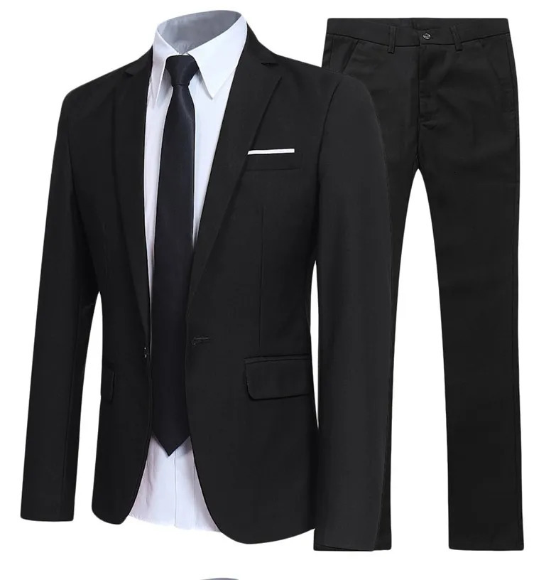 Blazer Suits Men 2 Piece Set Party Coat Straight Pants Ensemble Autumn 2025 Button Trousers Suit Jacket Outfits Formal Banquet 251021