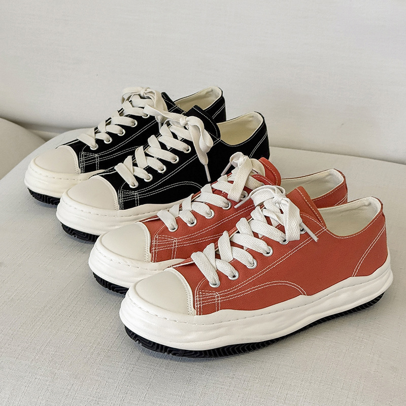 Men's shoes trendy shoes new black casual versatile canvas shoes Japanese platform niche dissolving shoe board shoes2025