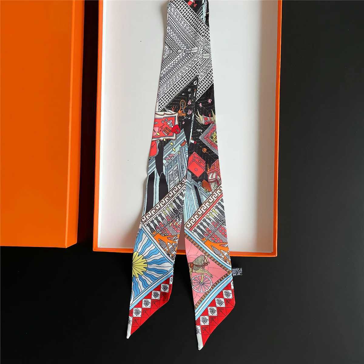 2024 Brand Design CarriageTwill Silk Scarf Luxury Fashion Scarf Women Foulard Skinny Bag Scarves Neckerchief Hair Headband W251021