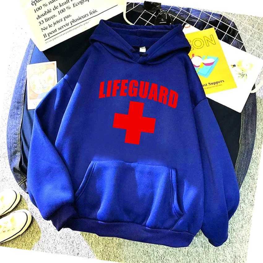 Meaningful Lifeguard Print Fashion Trend Harajuku Hoodie Suitable for Both Men and Women Comfortable Pullover for Autumn Winter W251021