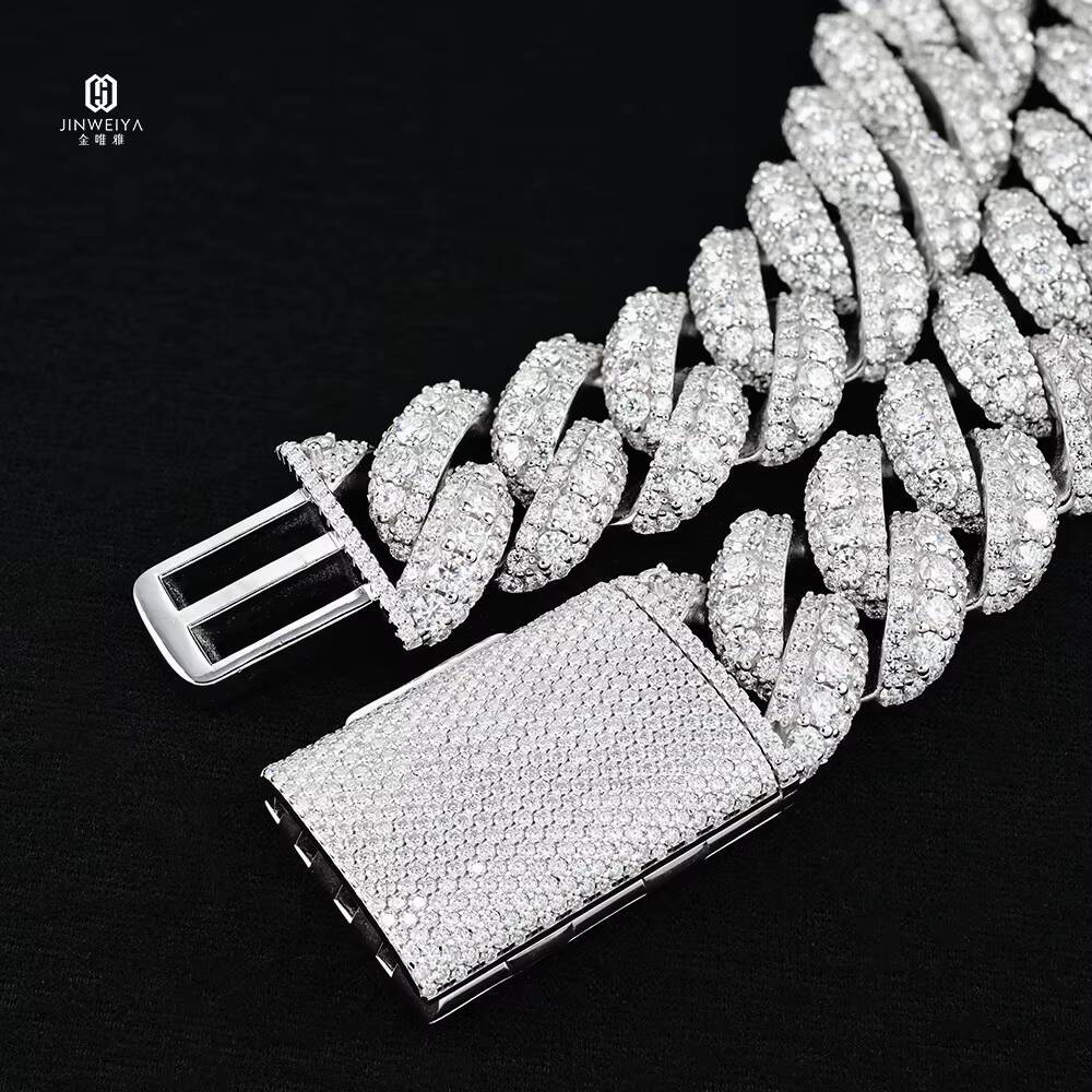 18mm Luxury Cuban Moissanite Chain 925 Sterling Silver Thick Iced Out VVS Clarity Hip Hop Style Raised Pointer Cuban Link Chain