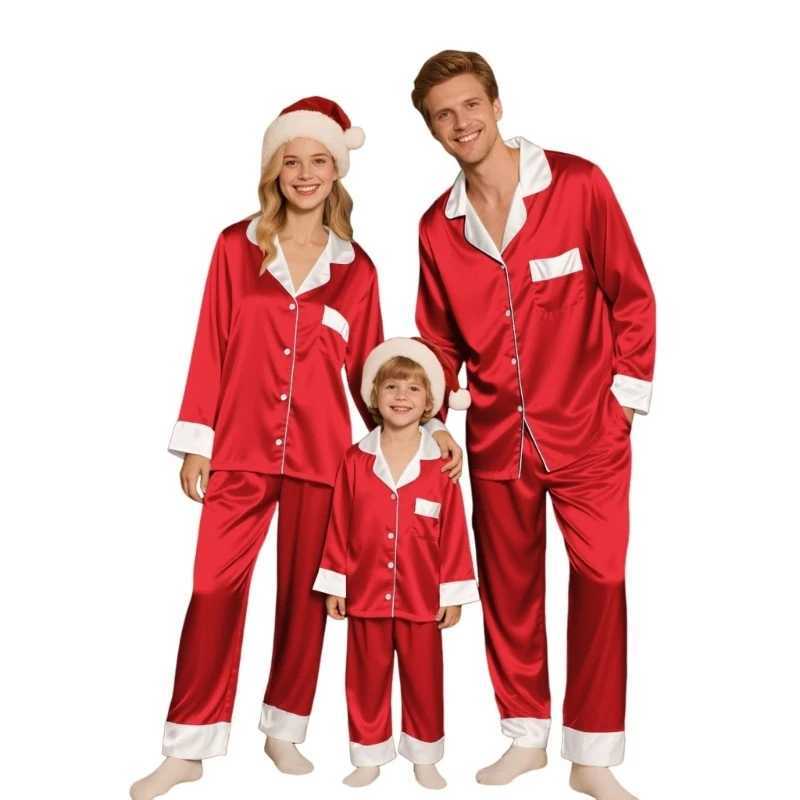2025NEW Family Christmas Pajamas Matching Sets Silk Satin Casual Matching Set for Family 195F L251021Y5LU