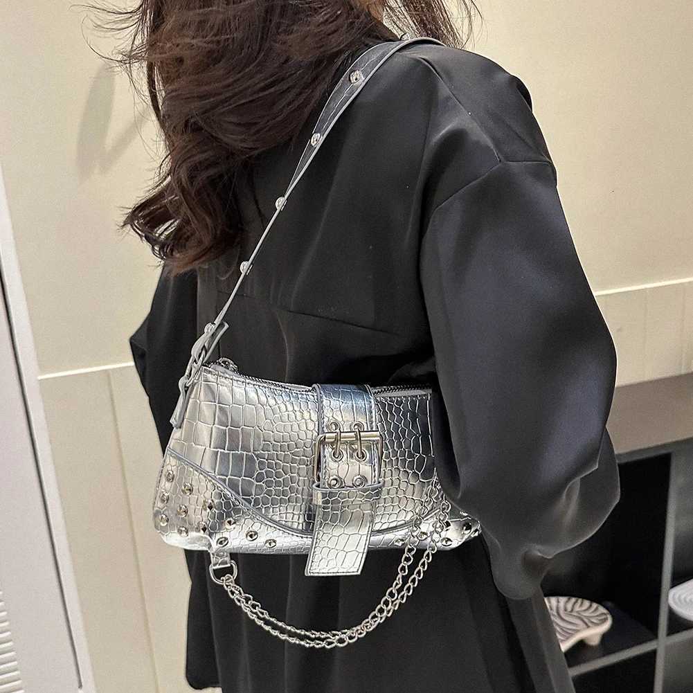 Y2K Vintage Gothic Cool Shoulder Underarm Tote Bag Ladies Sling Bags Leather Rock Girls Zip Purses Casual Bagutte Women HandbagsXJ251021