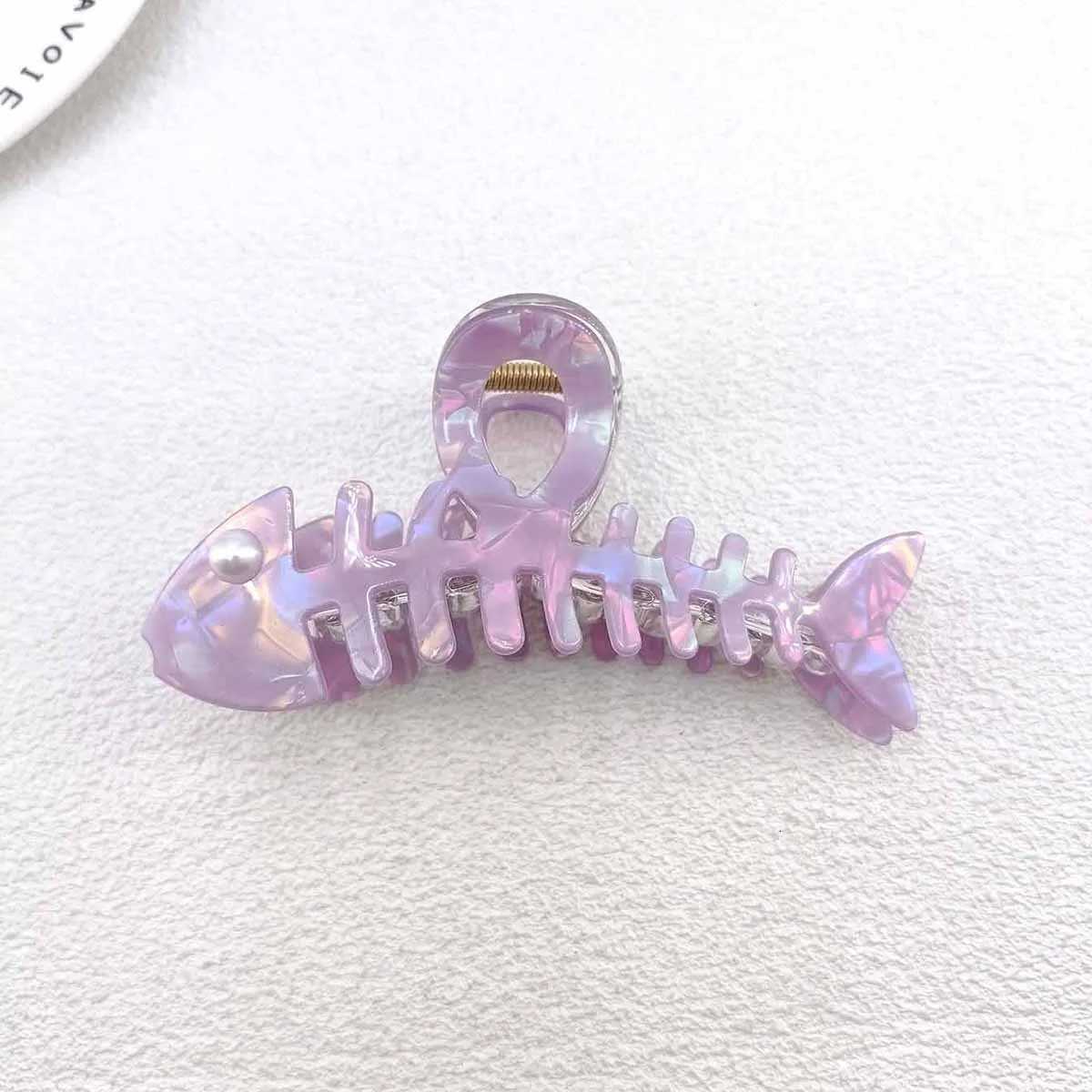 Y2K Colorful Fishbone Hair Claw Creative Personality Shark Clips Fish Barb PVC Crab Hair Clip Hair Accessories for WomenW254021