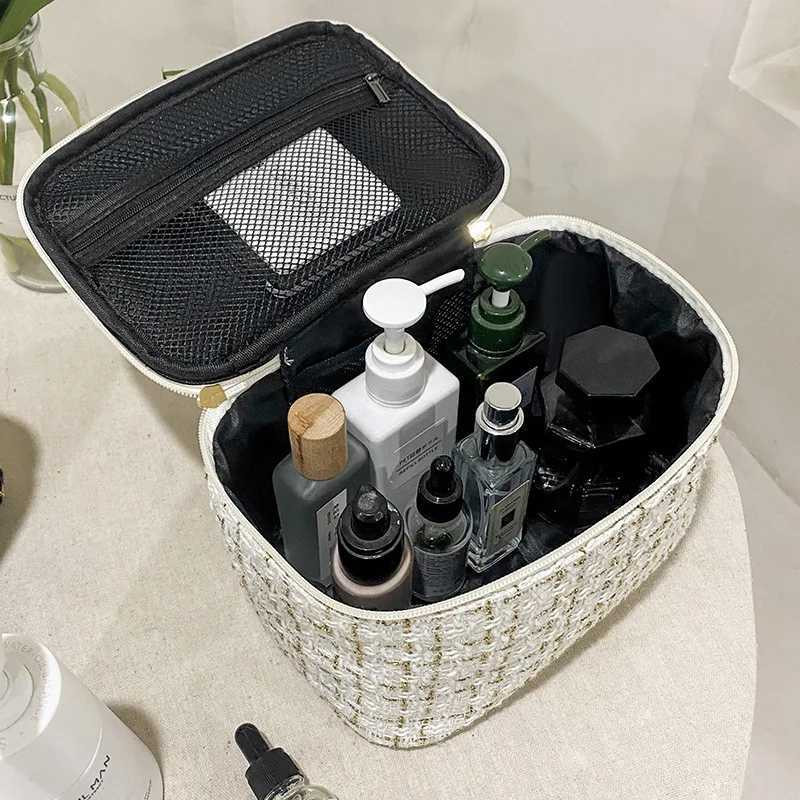 New Korean plaid portable small fragrance makeup bag Large capacity portable toiletry storage bag makeup box travelW251021