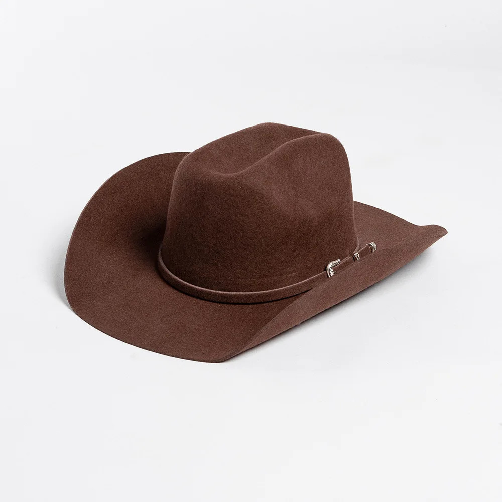 100 wool cowboy hat autumn and winter same color accessories classic Panama curled cowboy hat sombrero vaquero 251011