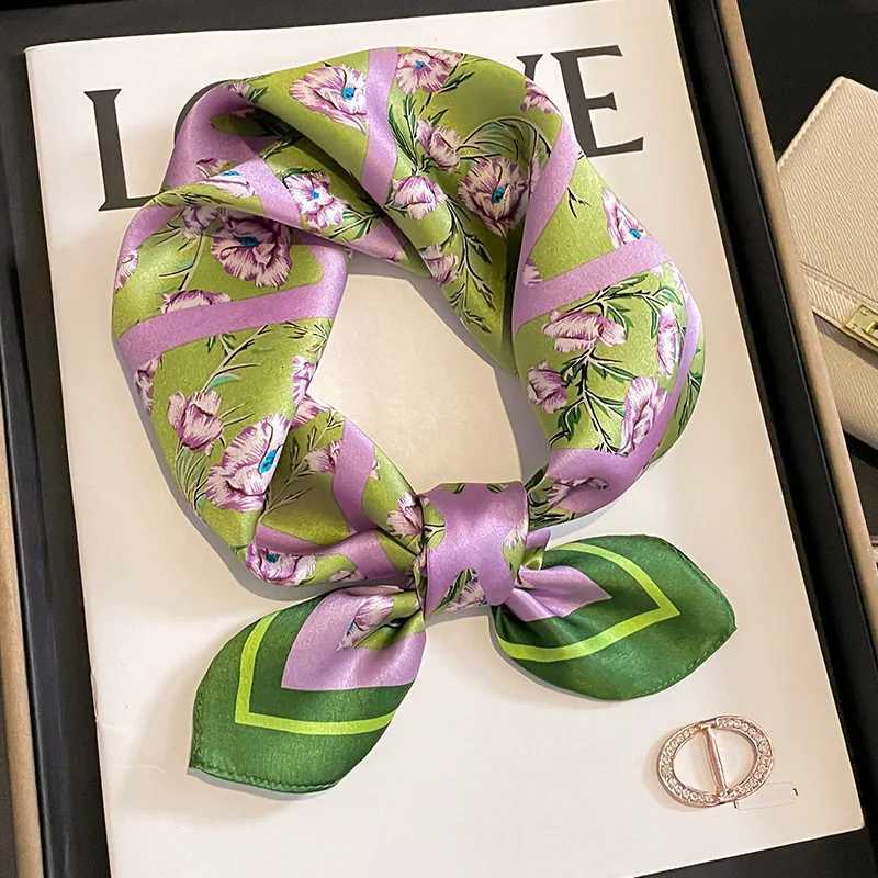 53cm Real Silk Nature Scarf Wen Neckerchi Foard Bandana Small Haiands Fashion Floral Neck Ties for Off Lady NewW251021