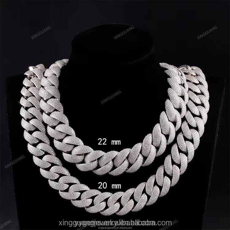 Wholesale VVS Moissanite Iced Chain for Mens 13mm22mm Wide 925 Solid Silver 18k Gold Plated Diamond Rapper Cuban Link Necklace