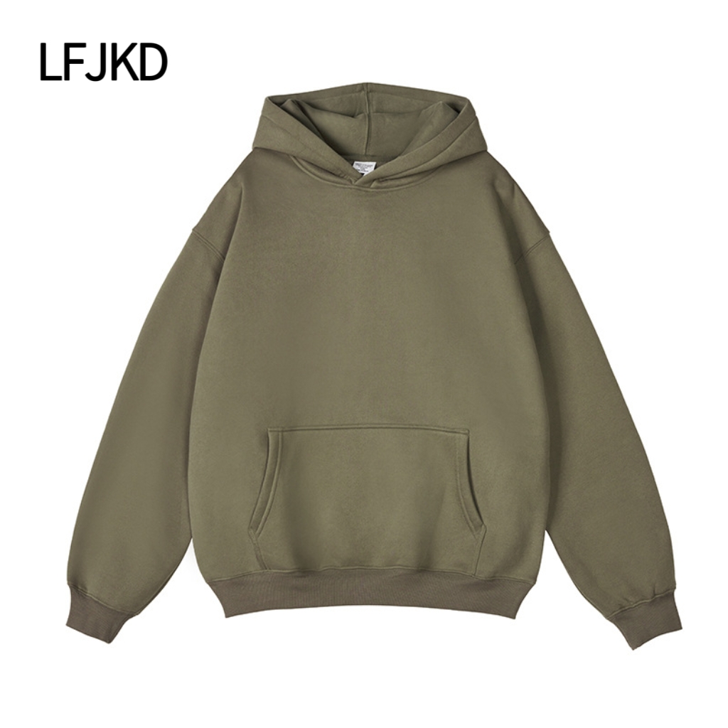 K2326 Thick Cotton Blend Hoodie, Men's Women's Street Style Pullover Sweatshirt