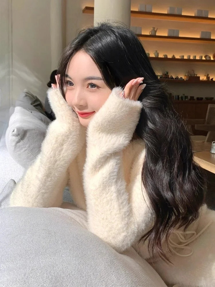 High End Soft Small Fragrant Style Mink Fur Knitted Sweater TwoPiece Set Women Temperament Long Skirt 2 Piece Outfits 251013