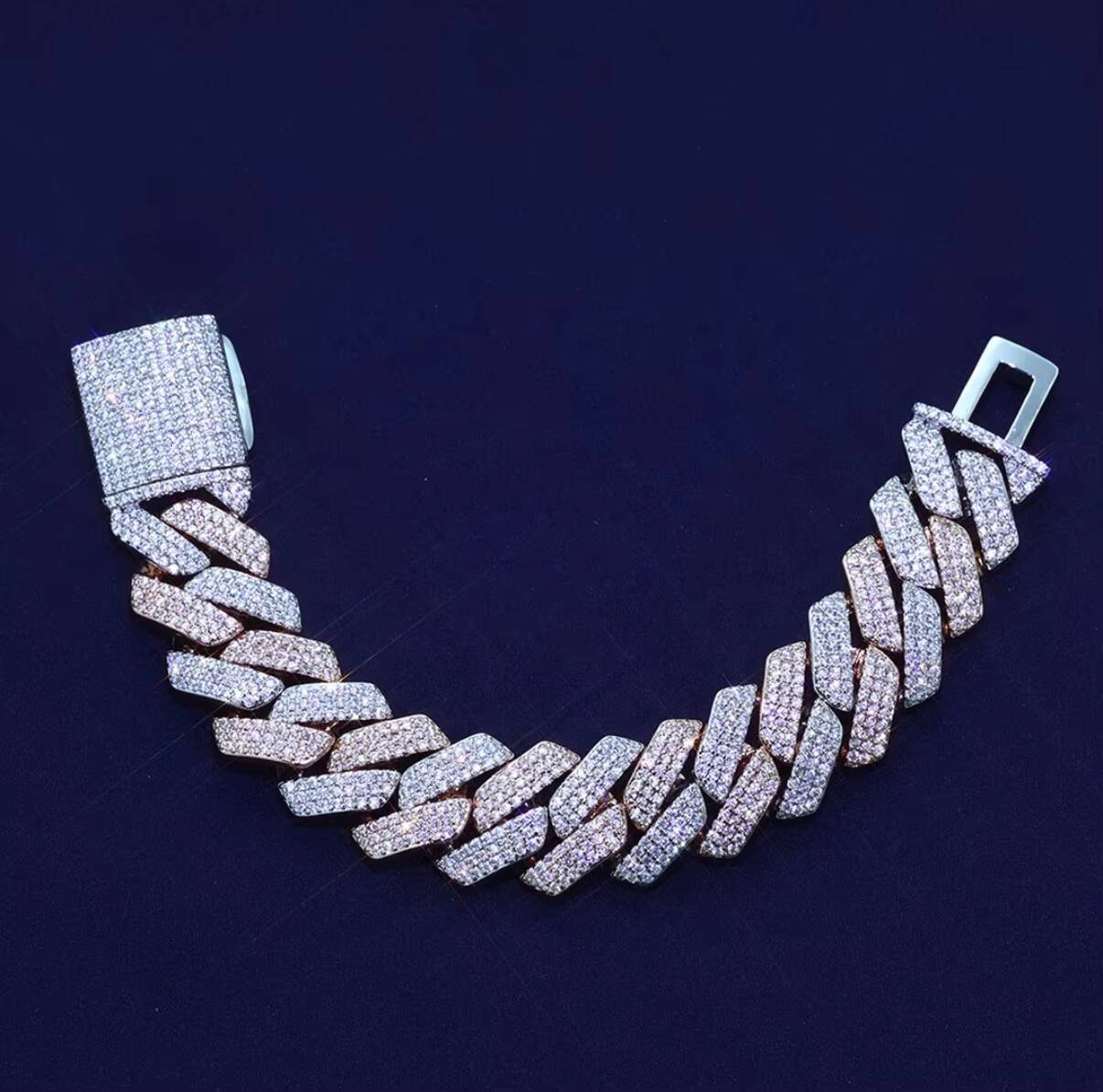 10K14K18K Gold Cuban Chain Full Pave Lab Grown Diamonds Double Row Design IGI Certified Hip Hop Jewelry