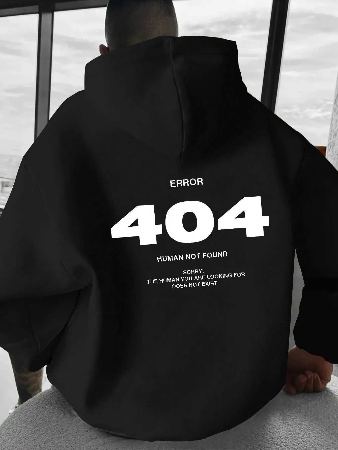 Mens hiphop hoodie Error 404 Human Not Found Mens hoodie with number print hoodie Sweatshirt W251021