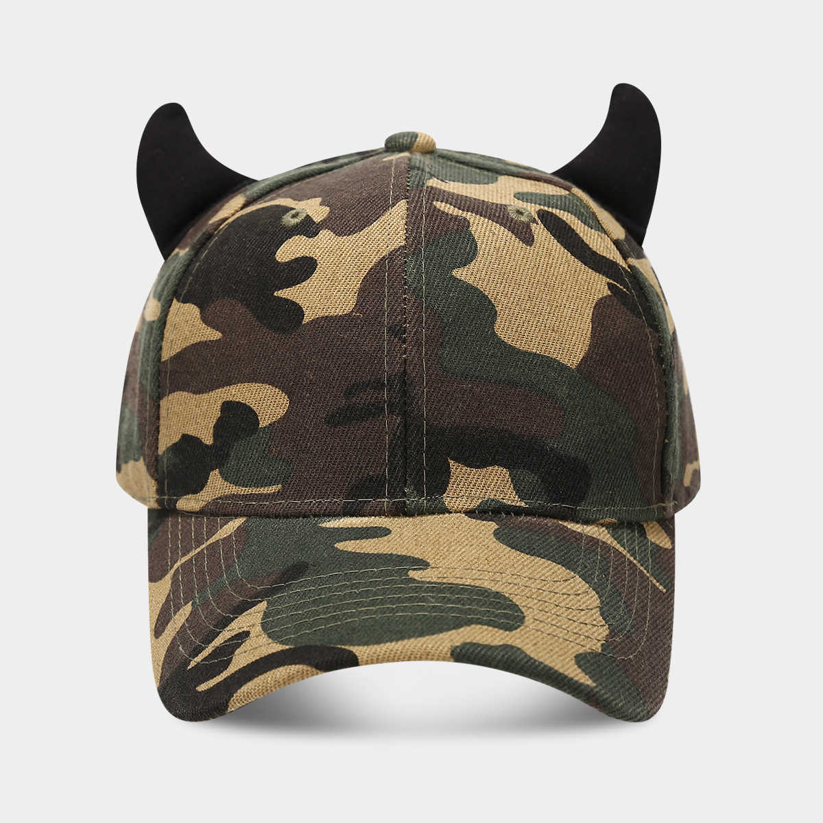Fashion Camouflage Horn Ears Baseball Cap for Women Trendy Cute Hard Brim Baseball Cap for Men Couple Sun Hat H251020