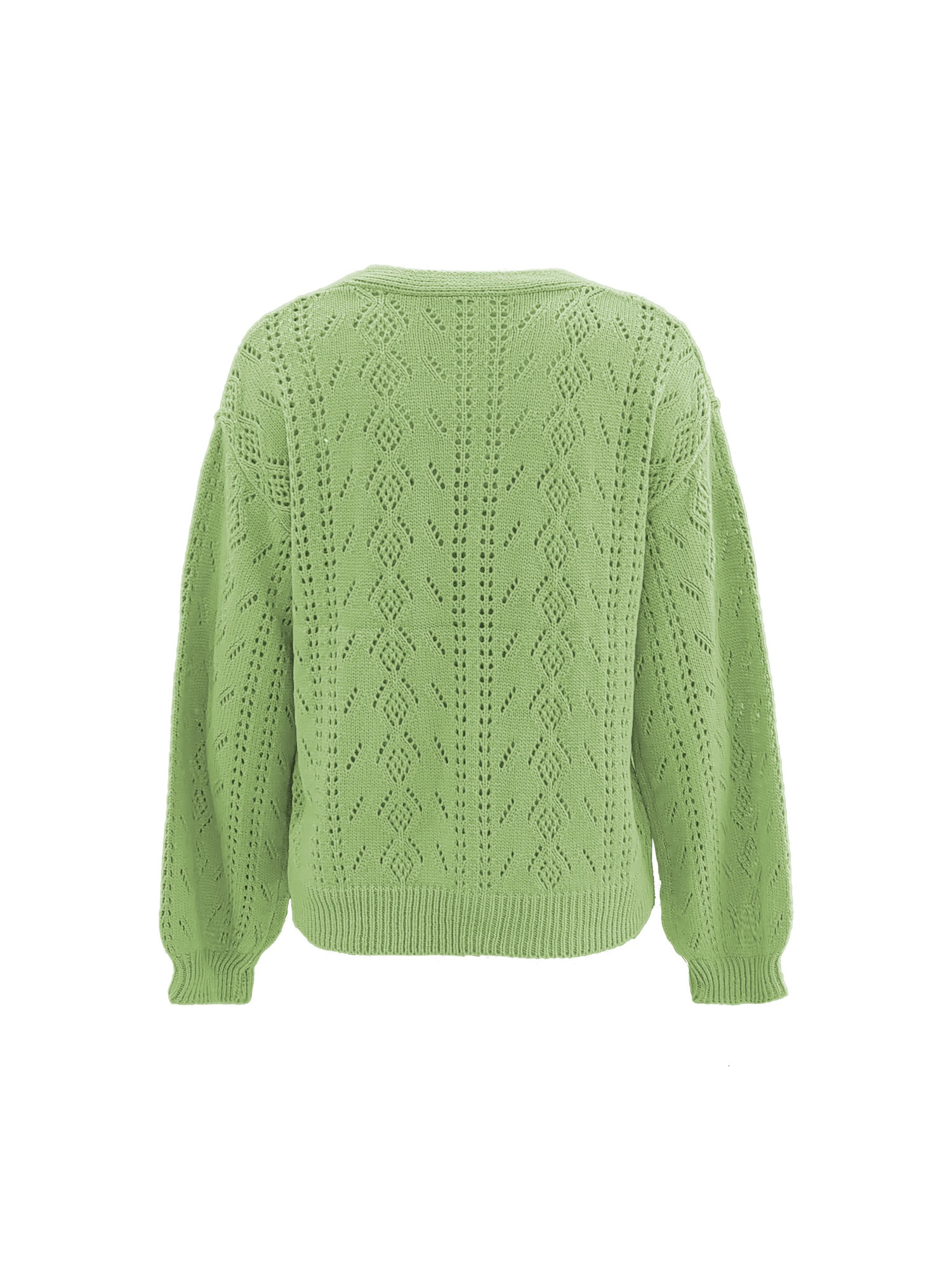 V Neck Cut Out SingleBreasted LongSleeved Woolen Cardigan 251017