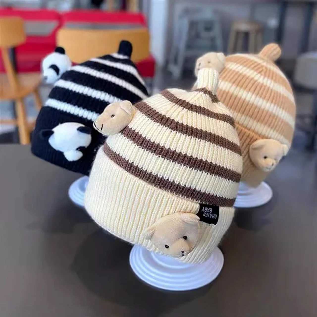 Fashion Stripe Kids Beanies Winter Warm Children Knit Hat 28Year Boy Girl Woolen Crochet Bonnet Cute Cartton Baby Pullover Cap J251021