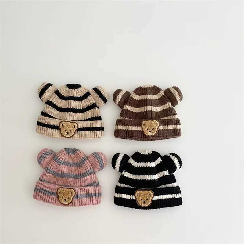 Baby Beanie Hats For Girls Boys Fashion Striped Toddler Knit Hat Cartoon Children Crochet Bonnet Winter Warm Kids Pullover Cap J251021