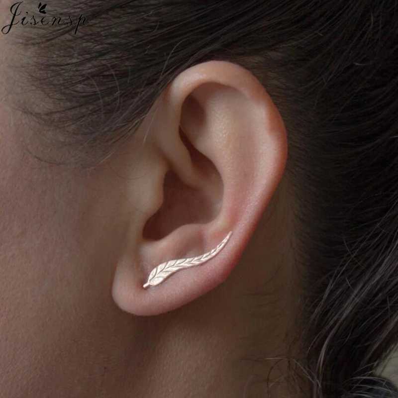 Jisensp Boho Vintage Botanical Leaf Ear Climbers Statement Stud Earrings for Women Bridal Jewelry Leaves Branch Ear Crawlers J251021