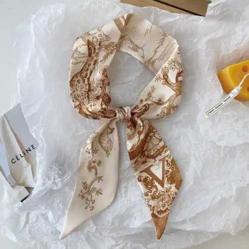 Super Beautiful Scarf 26 Letters Silk Scarf Headband Jungle Alphabet Print Bag Streamer Women Fashion Brand Design Silk Scarf W251021