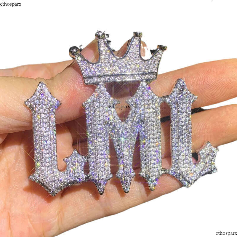 DIY Custom A-Z Burr Letters Name Pendant Necklace TopBling 5A Zircon Crown Clasp Jewelry