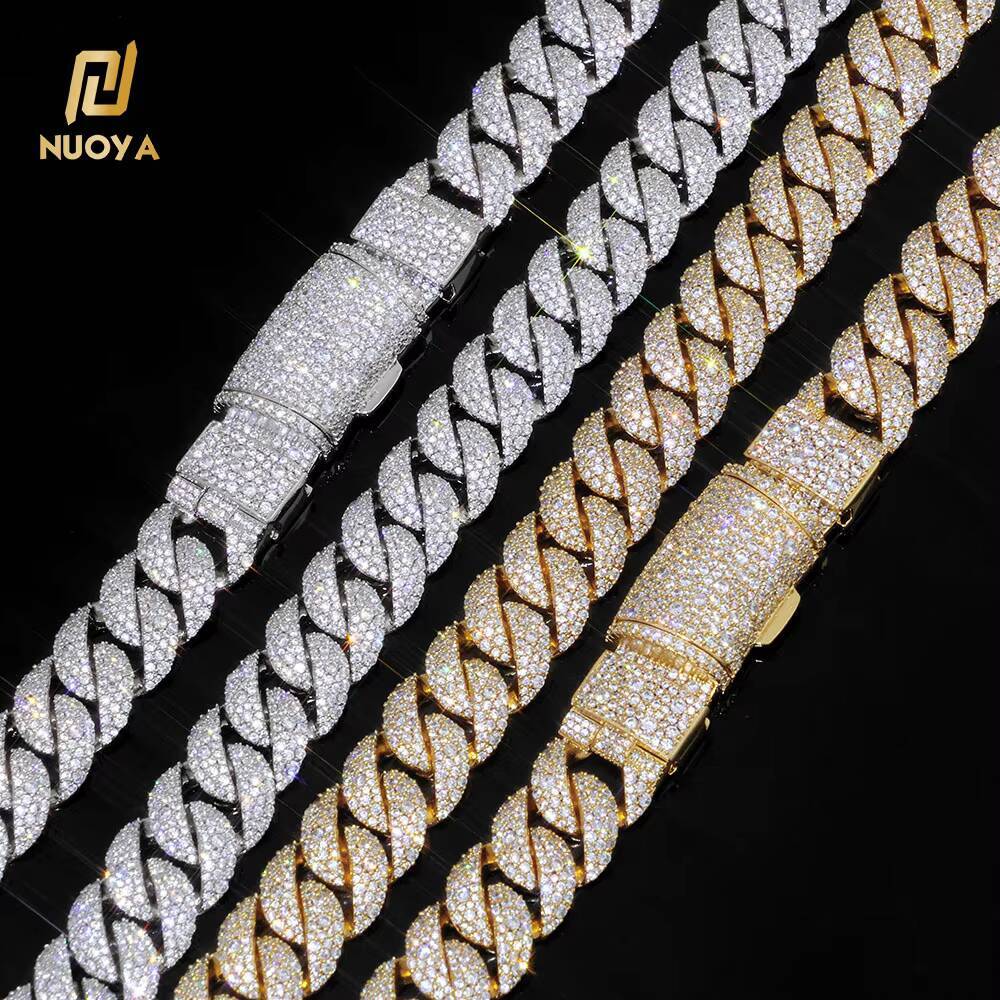 NUOYA New Style Custom 14mm Gold Plated Cuban Link Chain for Men Women Hip Hop Jewelry Iced Out Diamond Chain Fine Necklace Gift