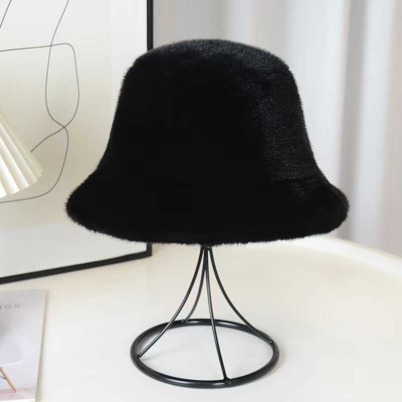 Imitation Mink Fur Fisherman Hat for Women Autumn and Winter Warm Fashionable Thickened Fur Fisherman Hat H251020