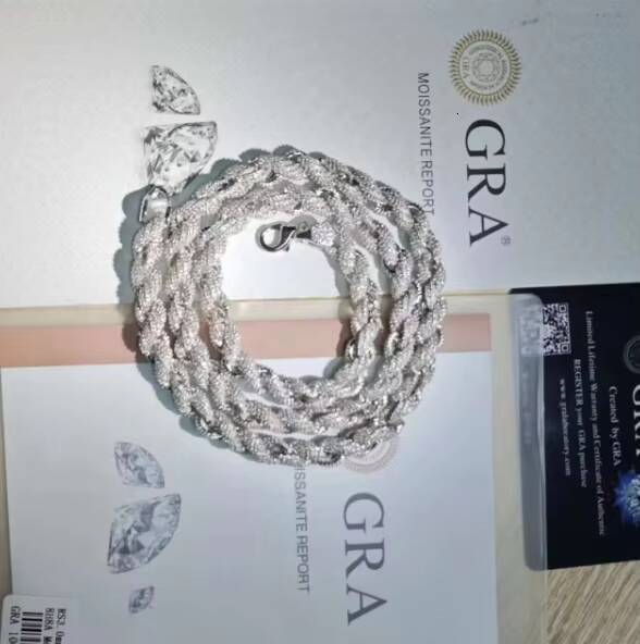 Hip Hop S925 Silver Chain Necklace VVS D Color Moissanite Bracelet Necklace Men Jewelry Cuban Link Iced Out Tennis Rope Chain