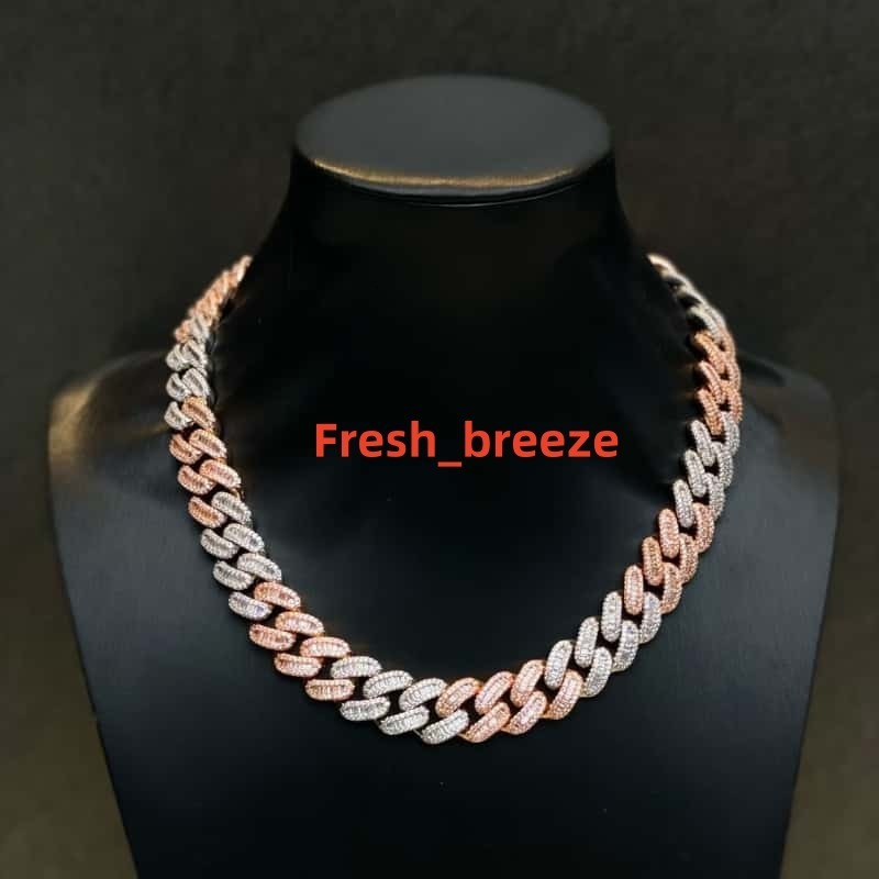 Mens Moissanite 15mm Cuban Chain Necklace Miami GoldSilver Cuban Chain Design Hip Hop Trend Celebrity Style