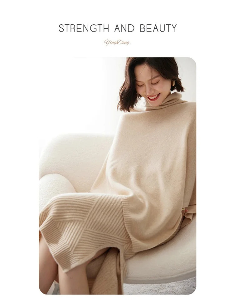 100Wool Turtleneck Poncho Pullover Shawls Women Knitted Irregular Cloak Fashion Soft Warm Wollen Bat Sleeve Loose Thin Coat 251021