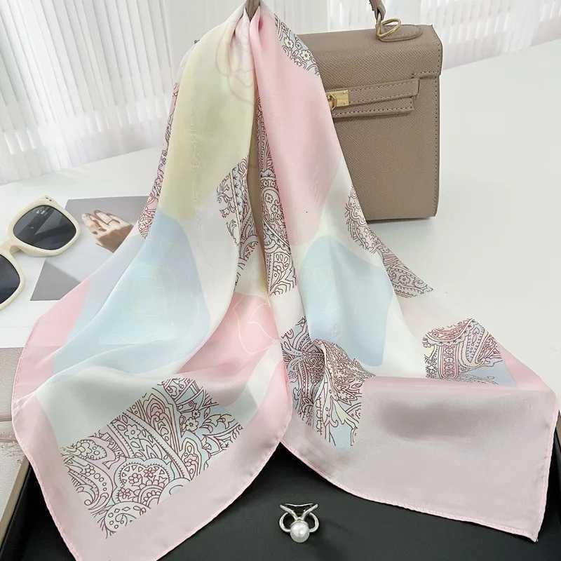68cm Cashew Flower Rose Pattern Silk Scarf Wens Simated Silk Fresh and Egant Versati Fashion Decorative Square ScarfW251021