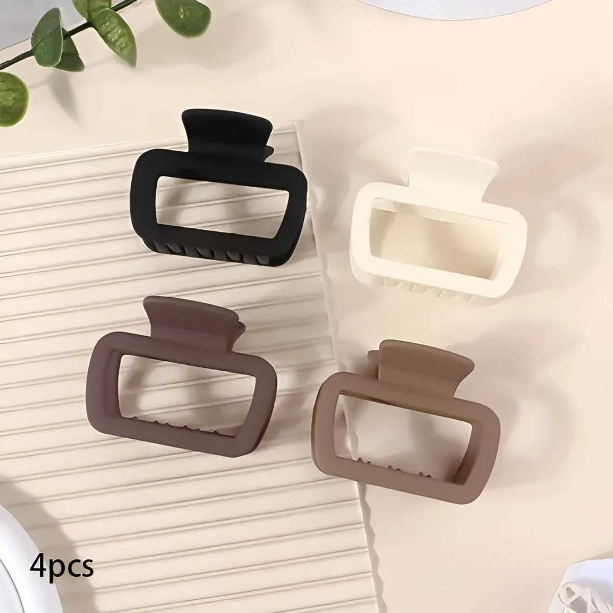 4pcs Womens Square Lightweight Hair Claw Clip Fashionable Elegant Hair Accessory Clip Suitable Hair Styling MakeupW254021
