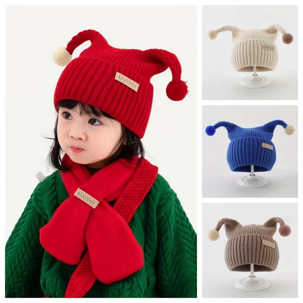 Kids Knit Hat Soft Stretchy Winter Beanie Lightweight Warm Hat for kids Easy SlipOn Party Everyday Cold Weather Cap Red J251021