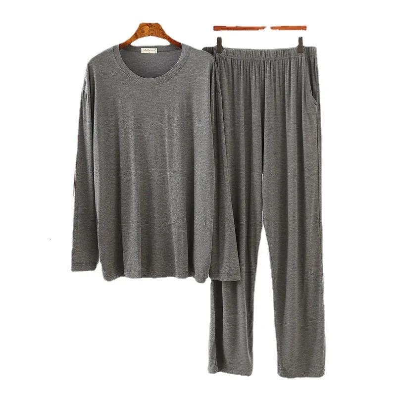 Modal Cotton Pajamas Suit Men Spring Autumn Longsleeved Youth Middleaged Loose Fit Plus Size Loungewear Thin Sleepwear Male 251021