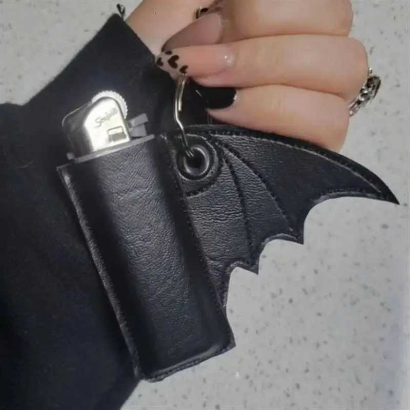 Bat Holder Lighter Case Keychain PU Leather Wing Design Punk Style Pendant Accessories Lighter Protective Leather Case W251021