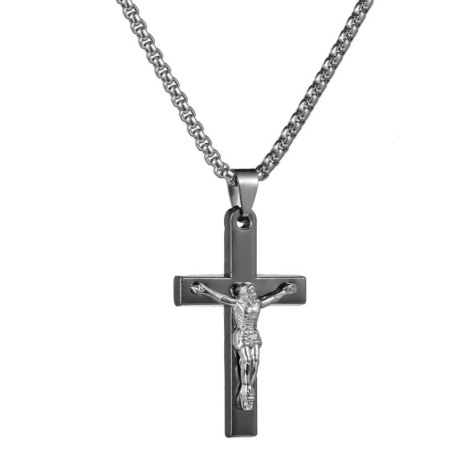 Christian Jesus Cross Necklace For Women Men Stainless Steel Chains Choker Religion Pendants Jewelry Prayer Baptism GiftXJ251018